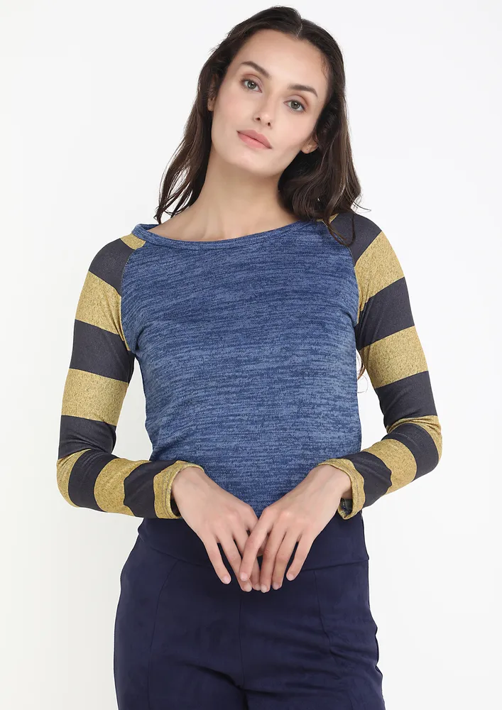 STRIPE AROUND BLUE TOP