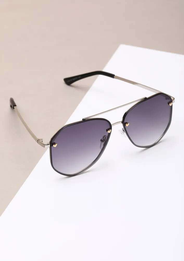 SLAY YOUR WAY SILVER RETRO SUNGLASSES