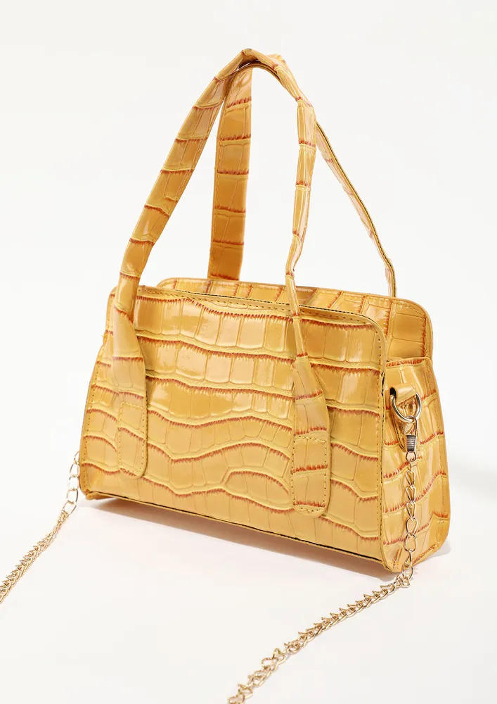 KEEP UP THE STRUCTURE YELLOW HANDBAG