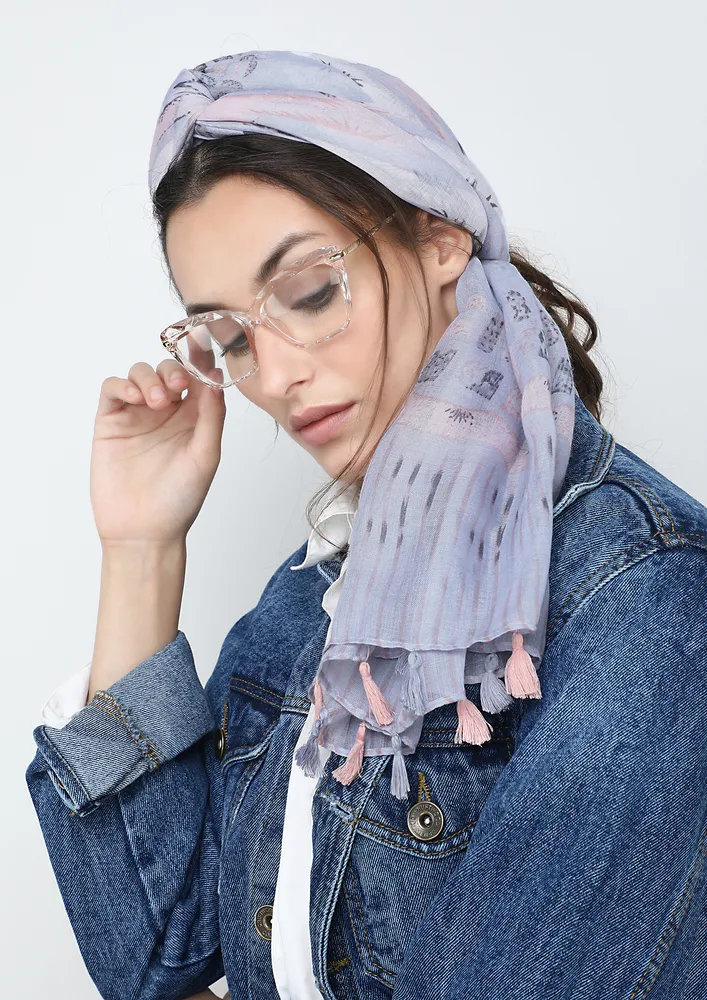 INTO THE WIND GREY BLUE SCARF