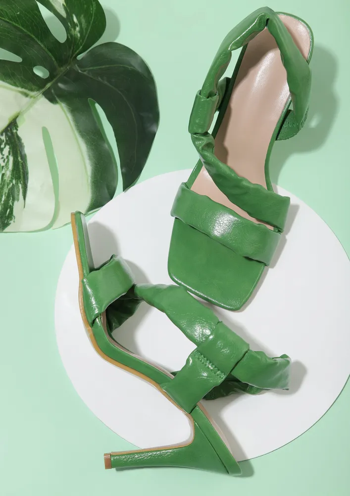 LIMELIGHT OLIVE OPEN TOE PUMPS