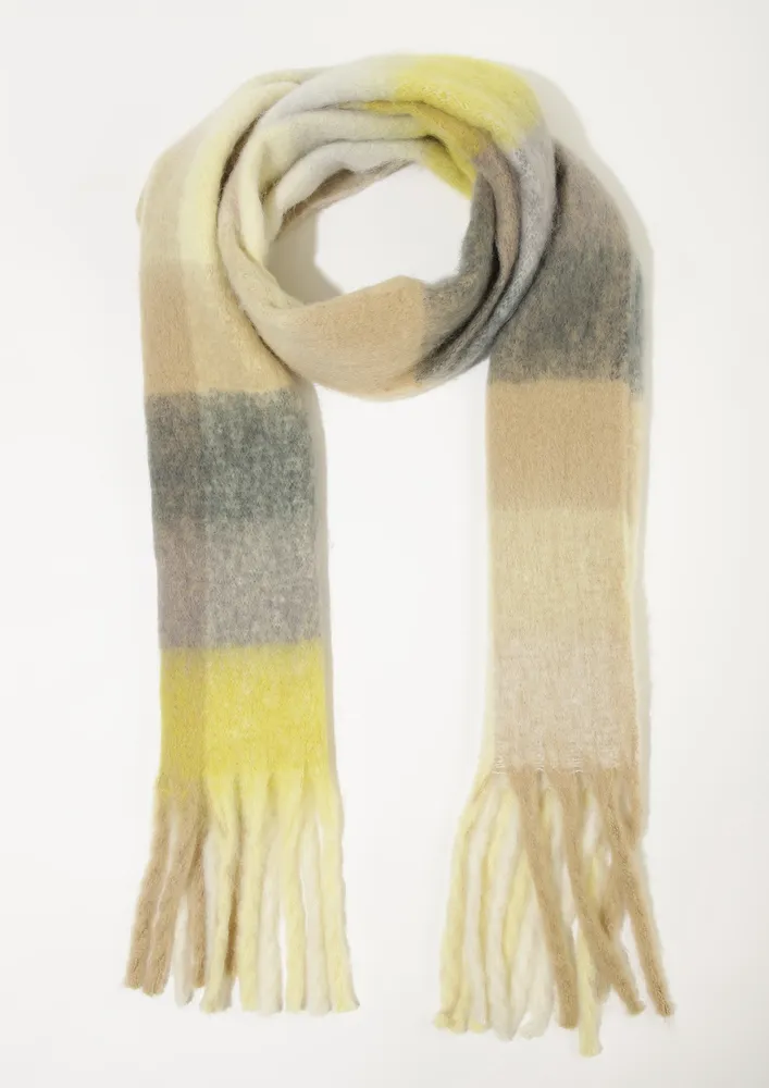 NEW BEGINNINGS BEIGE YELLOW SCARF