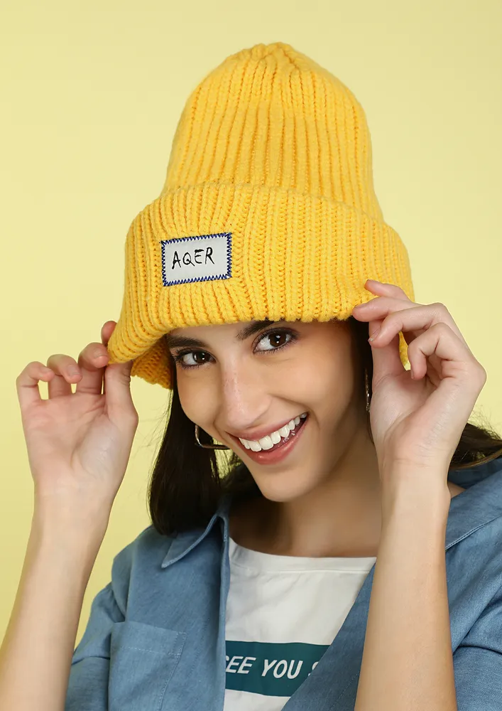 LUSH MUCH YELLOW RHINESTONE BEANIE