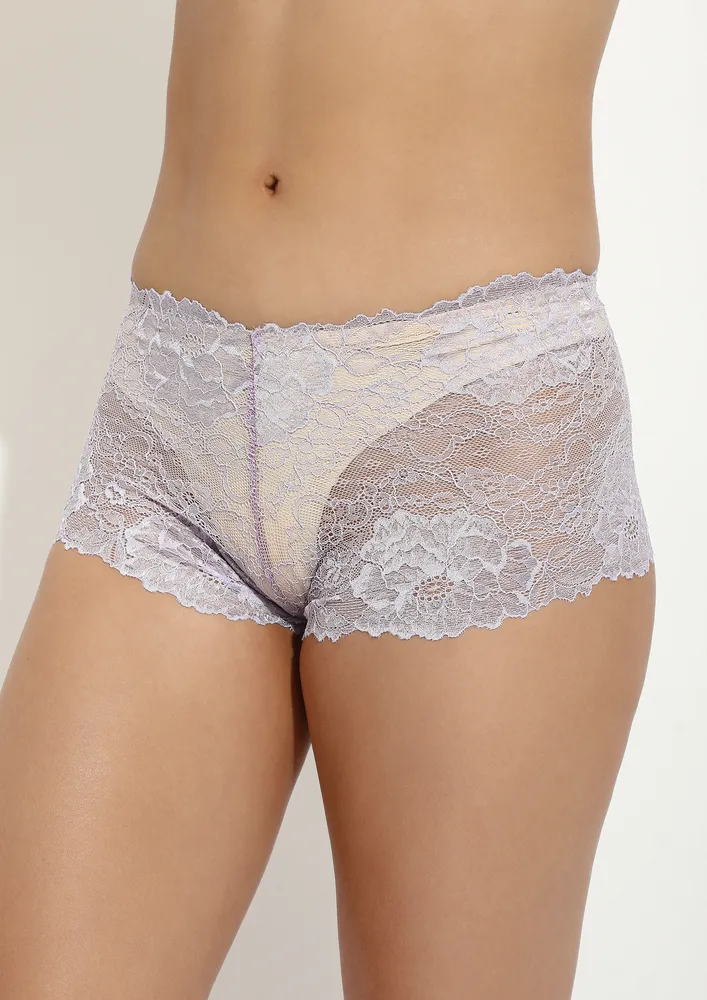 EVERYDAY HUE MID WAIST LAVENDER AND BLUE LACE BOYSHORTS