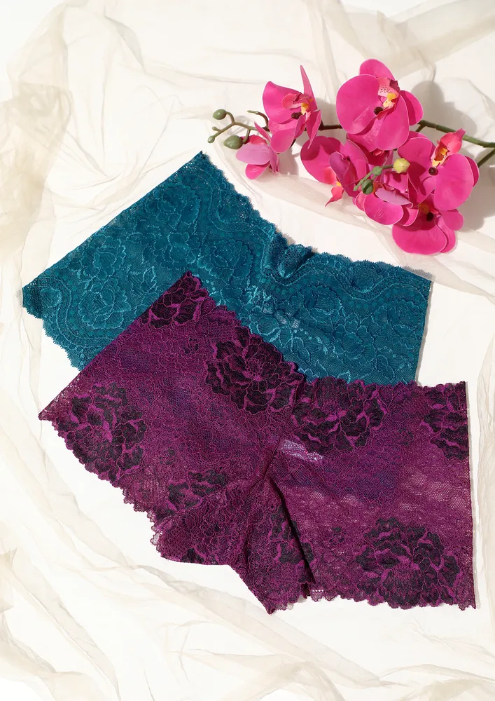 PRETTY LIKE ME GREEN AND PURPLE BOYSHORT SET