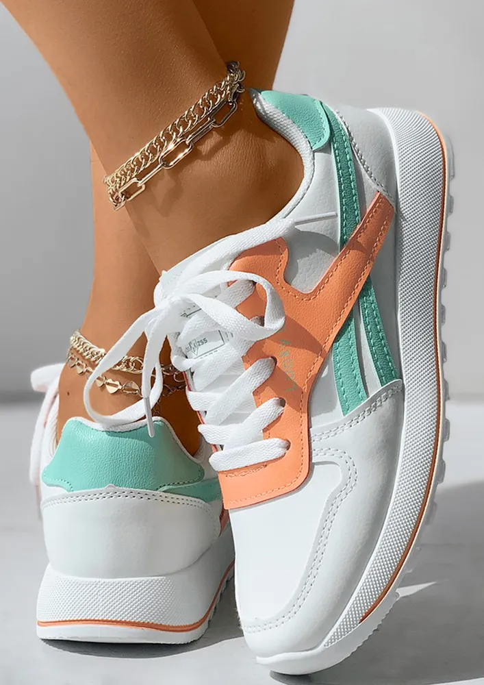 COLOURBLOCK ORANGE-GREEN BASIC TRAINERS