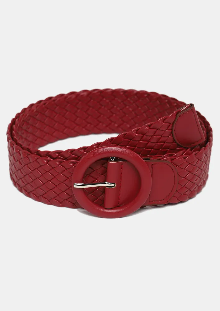 TEXTURED AND ROUNDS CRIMSON PU BELT