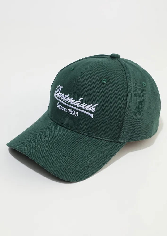 GREEN COTTON EMBOIDERED MOTIF CAP