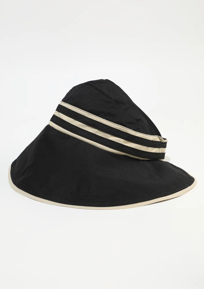 BLACK STRIPE COTTON SUN-VISOR HAT