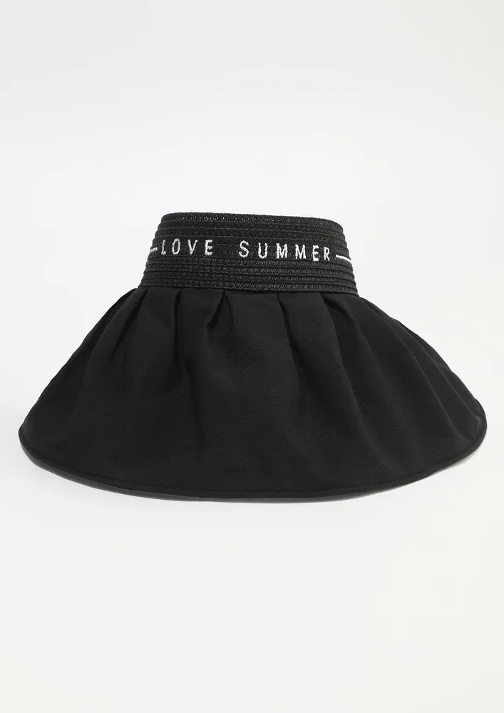 BLACK CONTRAST-PRINT SUNVISOR HAT