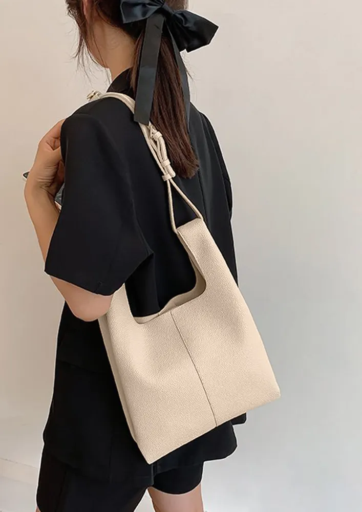 WHITE THIN-STRAP PU HANDBAG