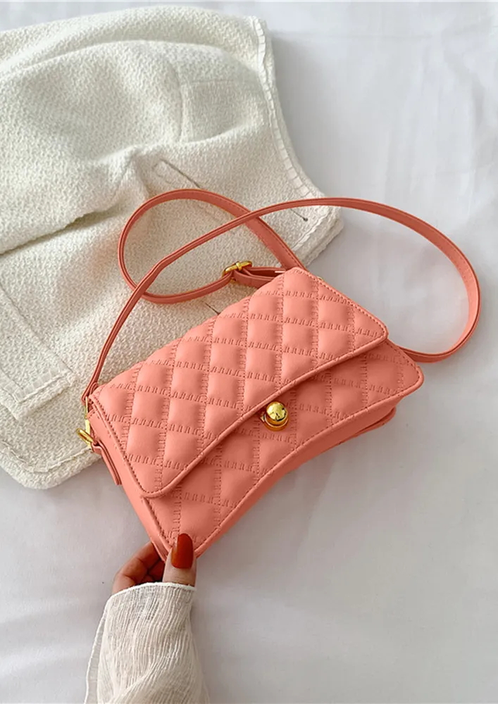 FANCY QUILT CROSSBODY ORANGE SLINGBAG