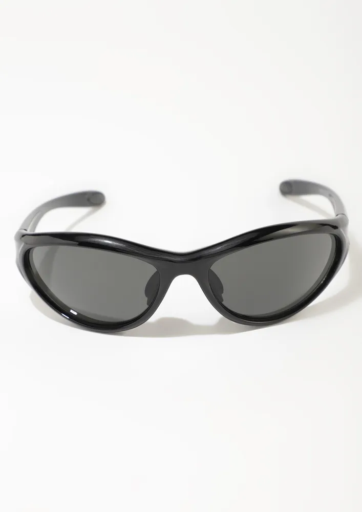 BLACK GREY FULL-RIM CATEYE SUNGLASSES