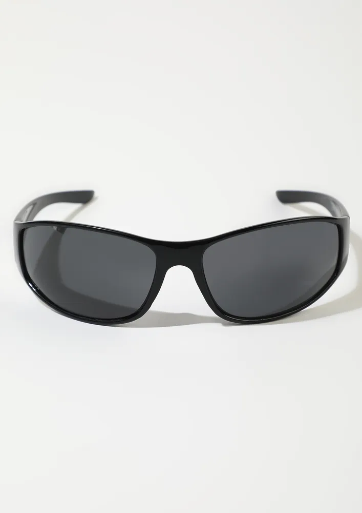 CURVED Y2K BLACK-GREY SUNGLASSES