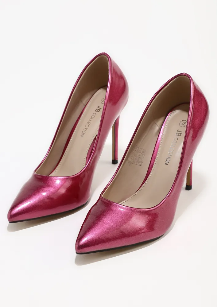 METALLIC PURPLE SLIP-ON PUMP HEELS