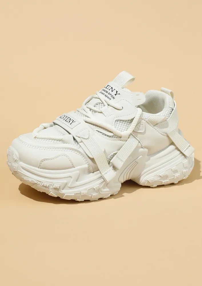 Typographic print chunky sneakers