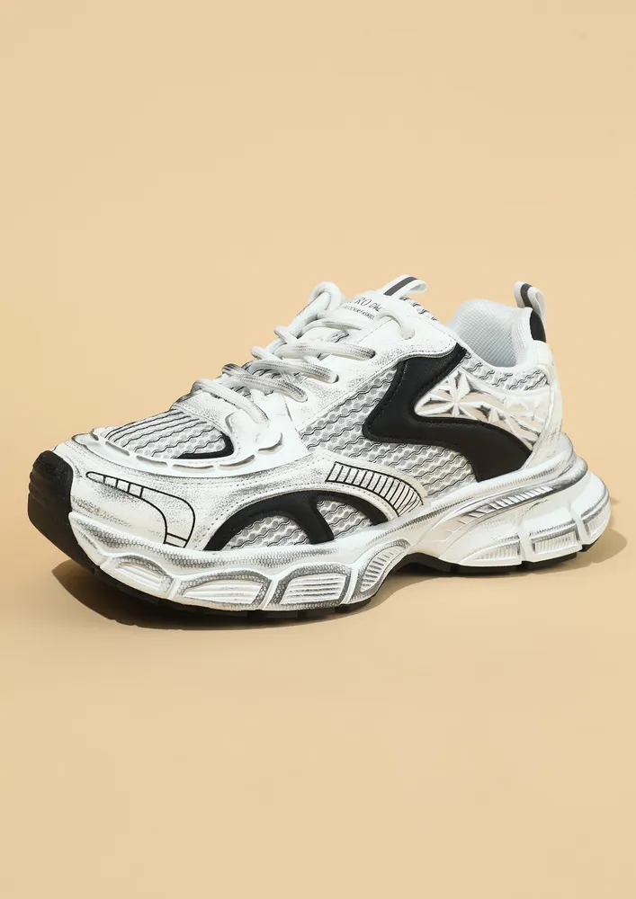 MESH DETAIL ROUNDED TOE SNEAKERS