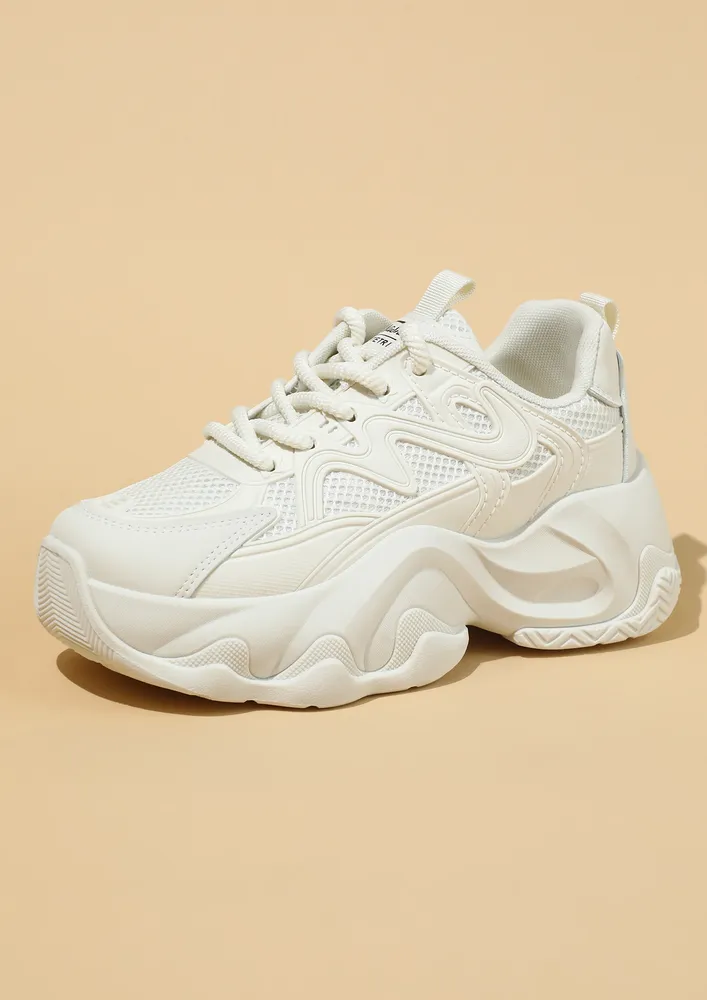 CHUNKY ROUNDED TOE PRINTED SNEAKERS
