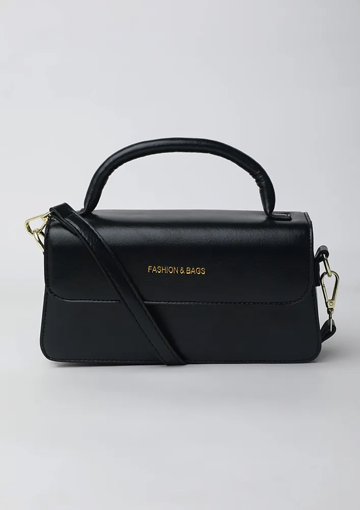 Black Single Handle Crossbody Flap Bag