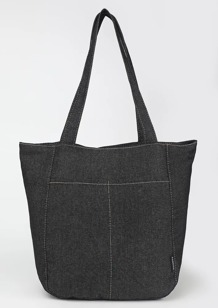 L.LESHShoulder Tote Bag - CanvasBLACK