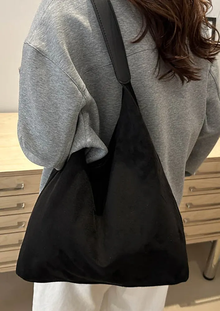 BLACK CONCEALED SNAP LOCK HOBO BAG