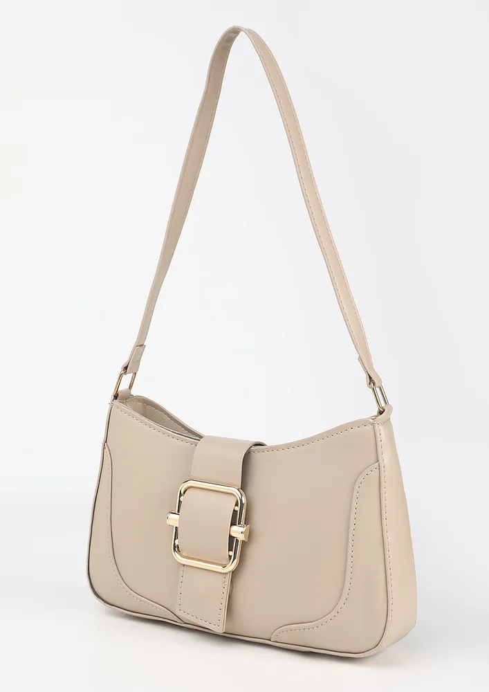 FRONT BUCKLE FLAP SHOULDER BAG