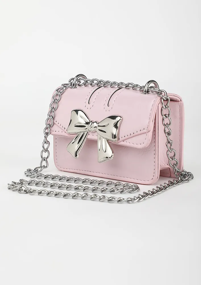 BOW DETAIL FLAP MINI CROSSBODY BAG