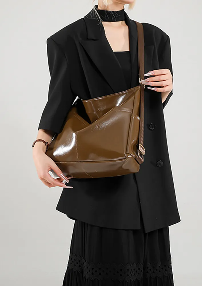 BROWN MULTIPURPOSE ADJUSTABLE HOBO BAG