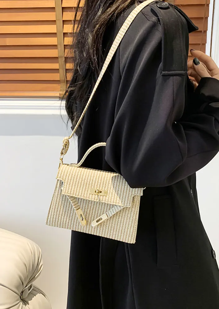 TWIST LOCK FLAP TEXTURED SLING BAG