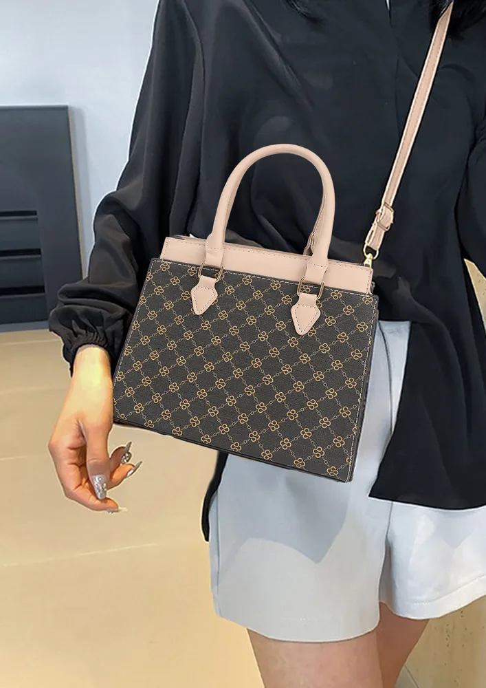 MONOGRAM PATTERN DOUBLE HANDLE SLING BAG