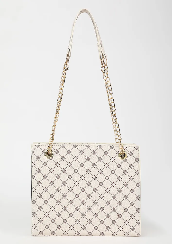 PRINTED SQUARE SHAPE SHOULDER BAG