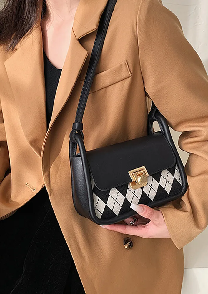 CHECK PATTERN FRONT FLAP SHOULDER BAG