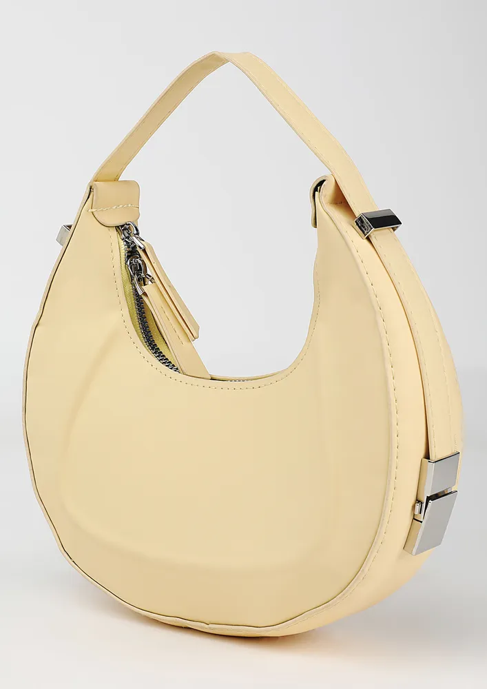 YELLOW TWO-WAY ZIPPER SHOULDER BAG
