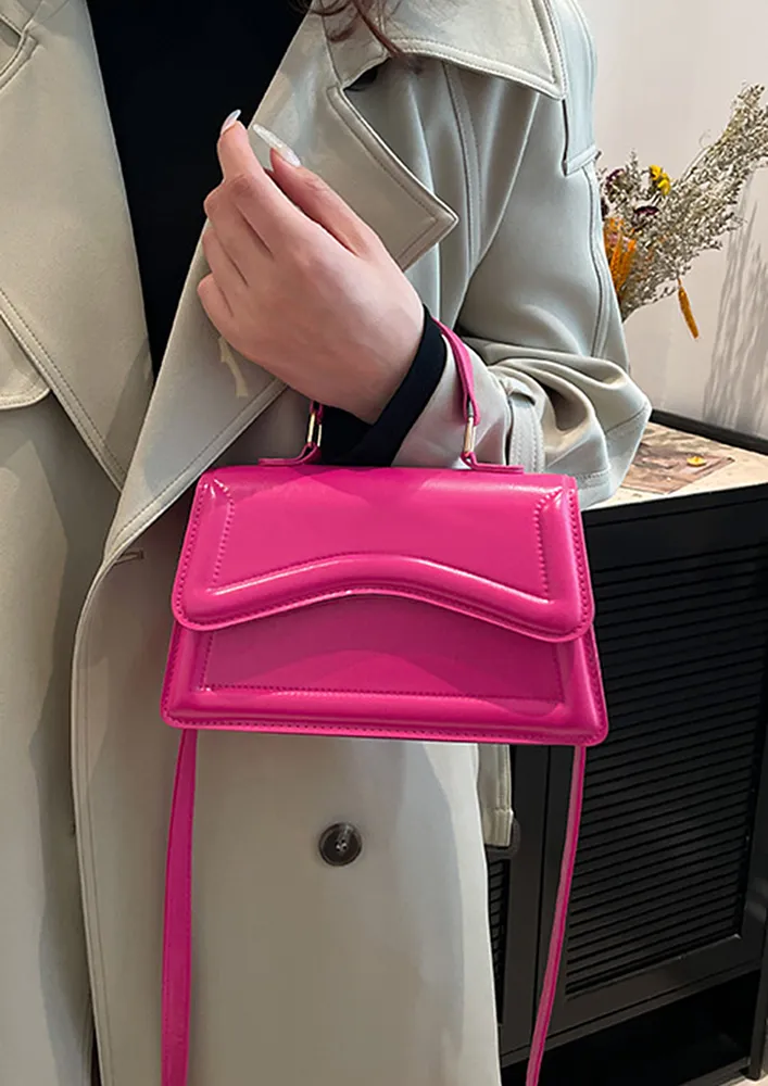TOP HANDLE GEOMETRIC FLAP SLING BAG