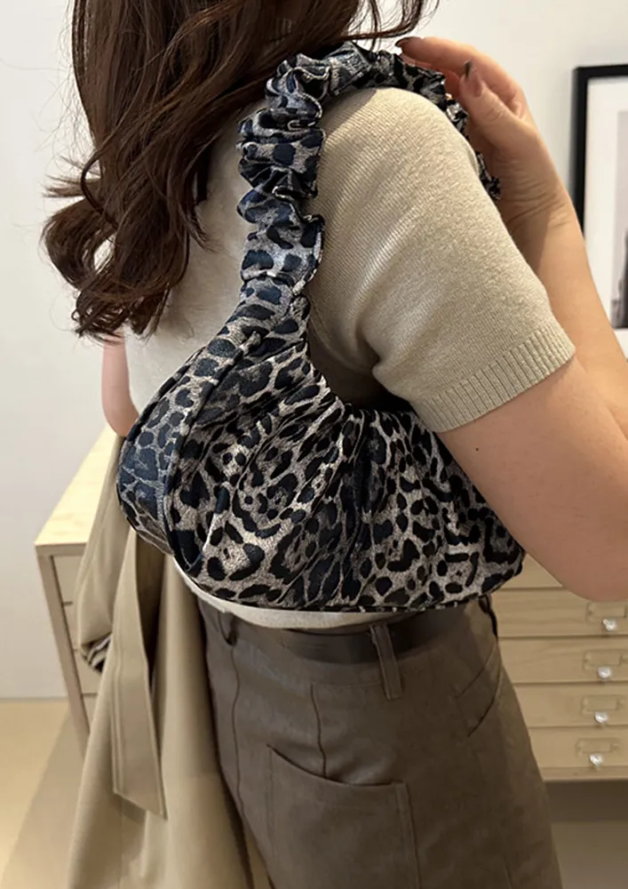 ANIMAL PATTERN RUCHED SHOULDER BAG