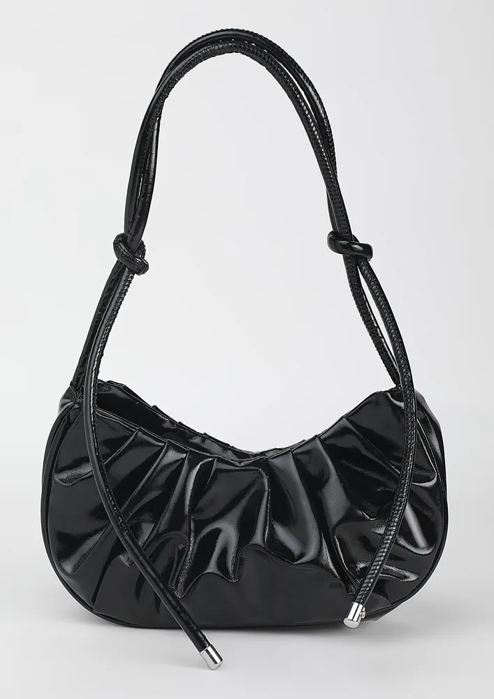 ADJUSTABLE STRAP GATHERED DETAIL SHOULDER BAG