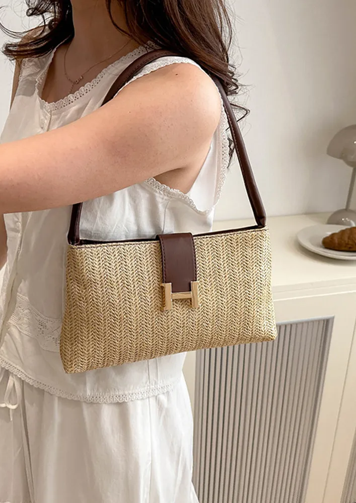 RECTANGULAR TEXTURED SINGLE STRAP SHOULDER BAG