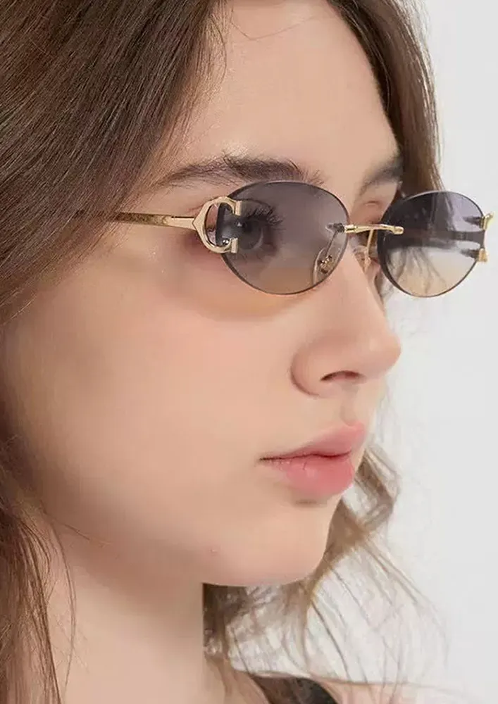 Y2K GRADIENT RIMLESS OVAL SUNGLASSES