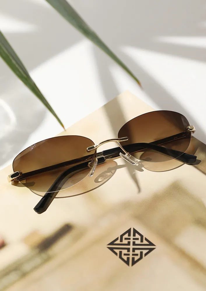RETRO GRADIENT-LENS RIMLESS SUNGLASSES