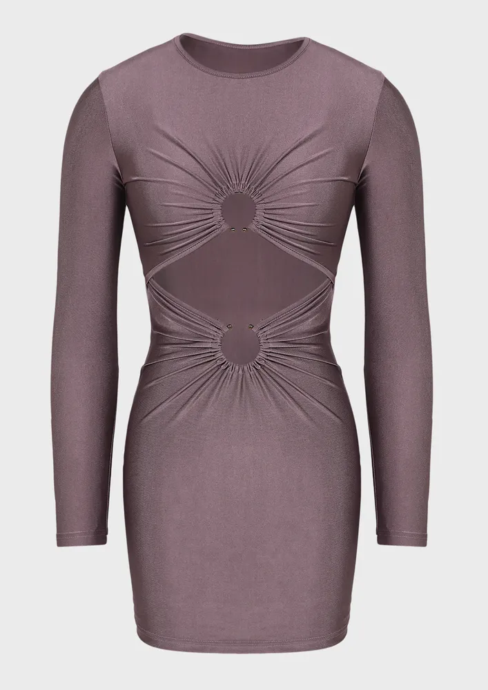 FULL SLEEVES CUT-OUT DETAIL MINI BODYCON DRESS