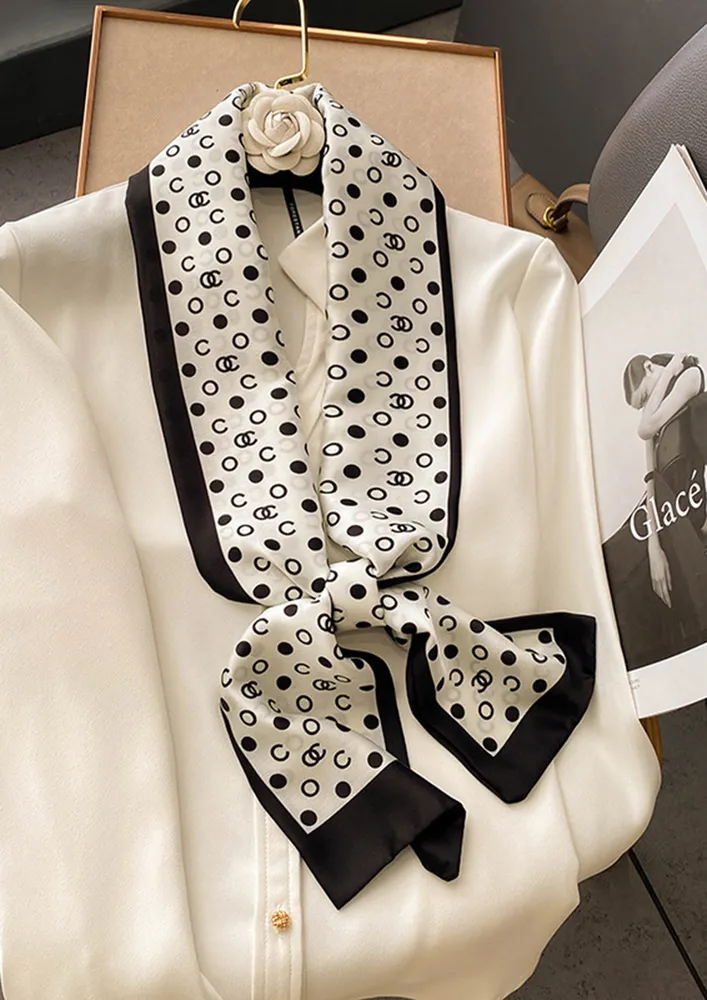 POLKA DOTS BLACK AND WHITE SCARF