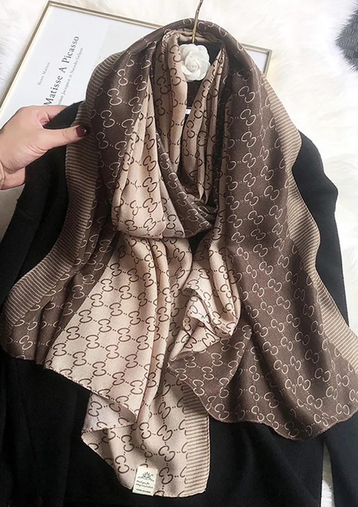 NEUTRALS ARE IN BROWN SCARF