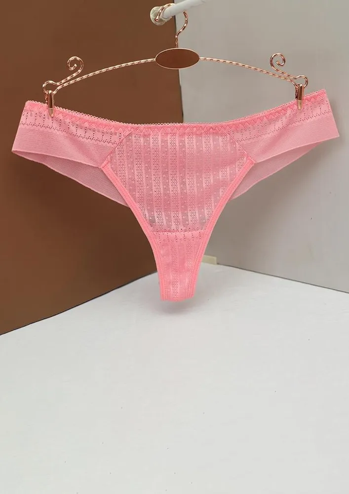 SEAMLESS PINK JACQUARD LACE THONG