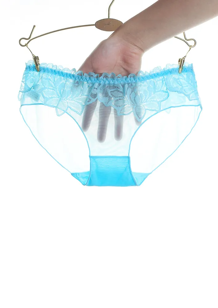 LACY TRANSPARENT BLUE NYLON BIKINI