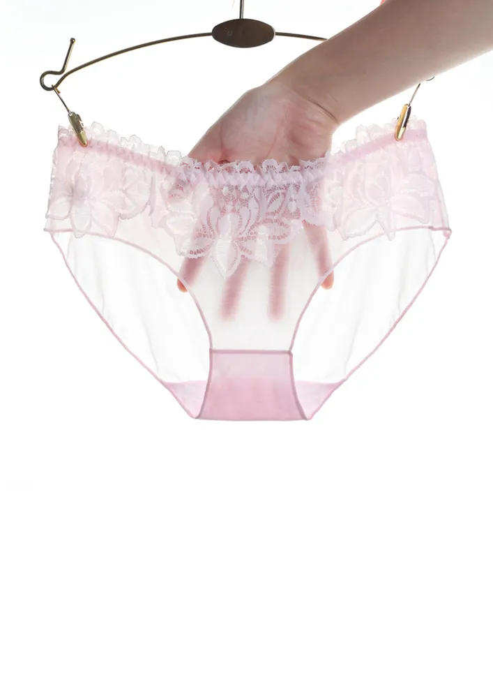 LACY TRANSPARENT PINK NYLON BIKINI