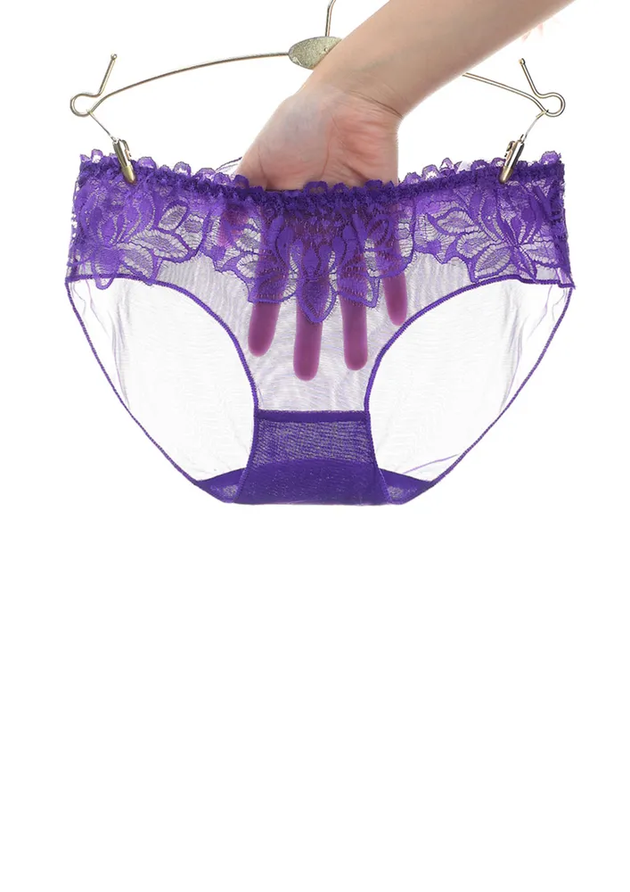 LACY TRANSPARENT PURPLE NYLON BIKINI