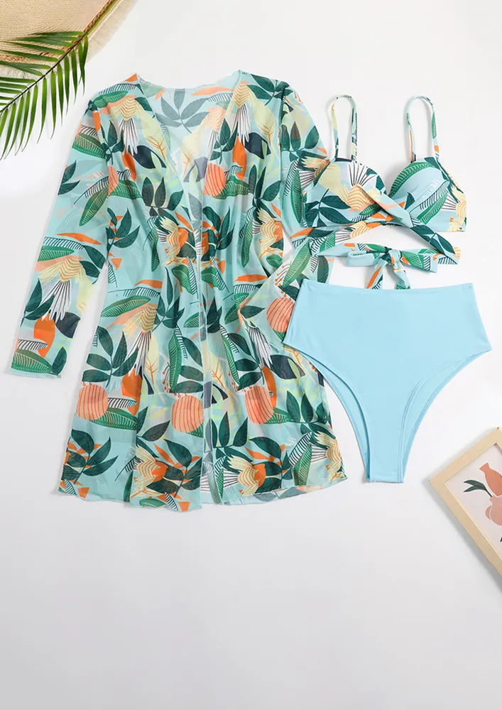 PRINTED LIGHT-BLUE 3PC BEACHWEAR SET