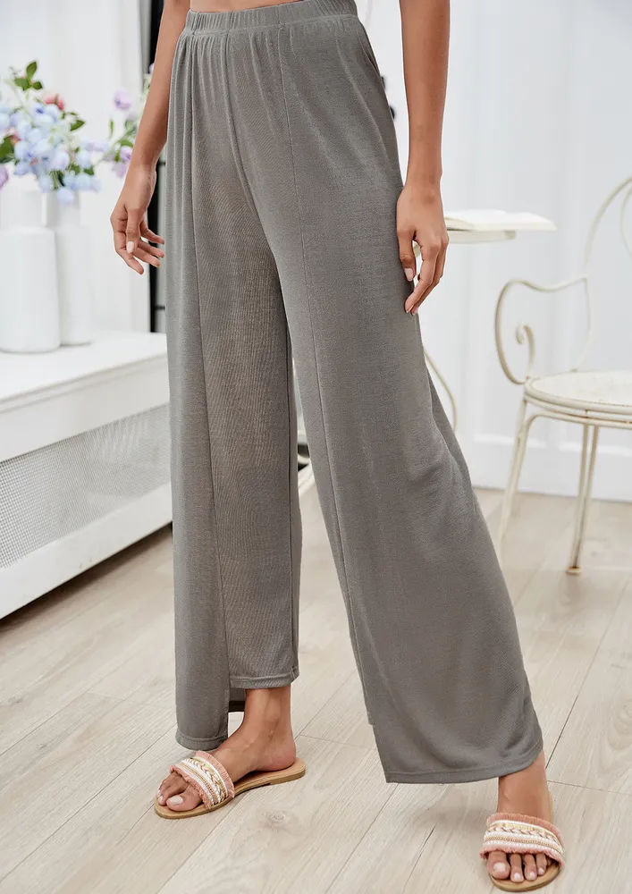 WIDE-LEG GREY CUT-OUT DETAIL TROUSER