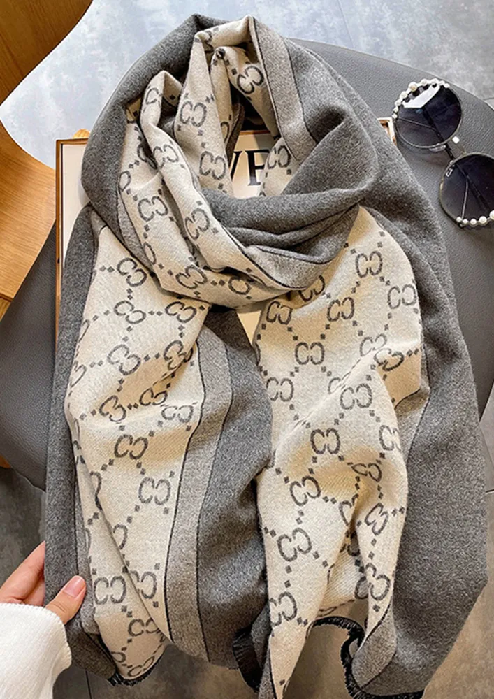 READY FOR BASIC GREY JACQUARD SCARF