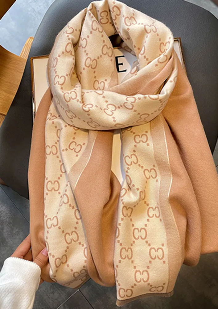 READY FOR BASIC KHAKI JACQUARD SCARF